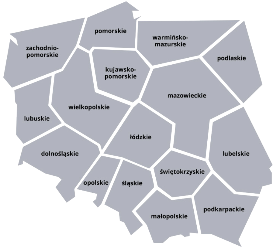 mapa Polski województwa